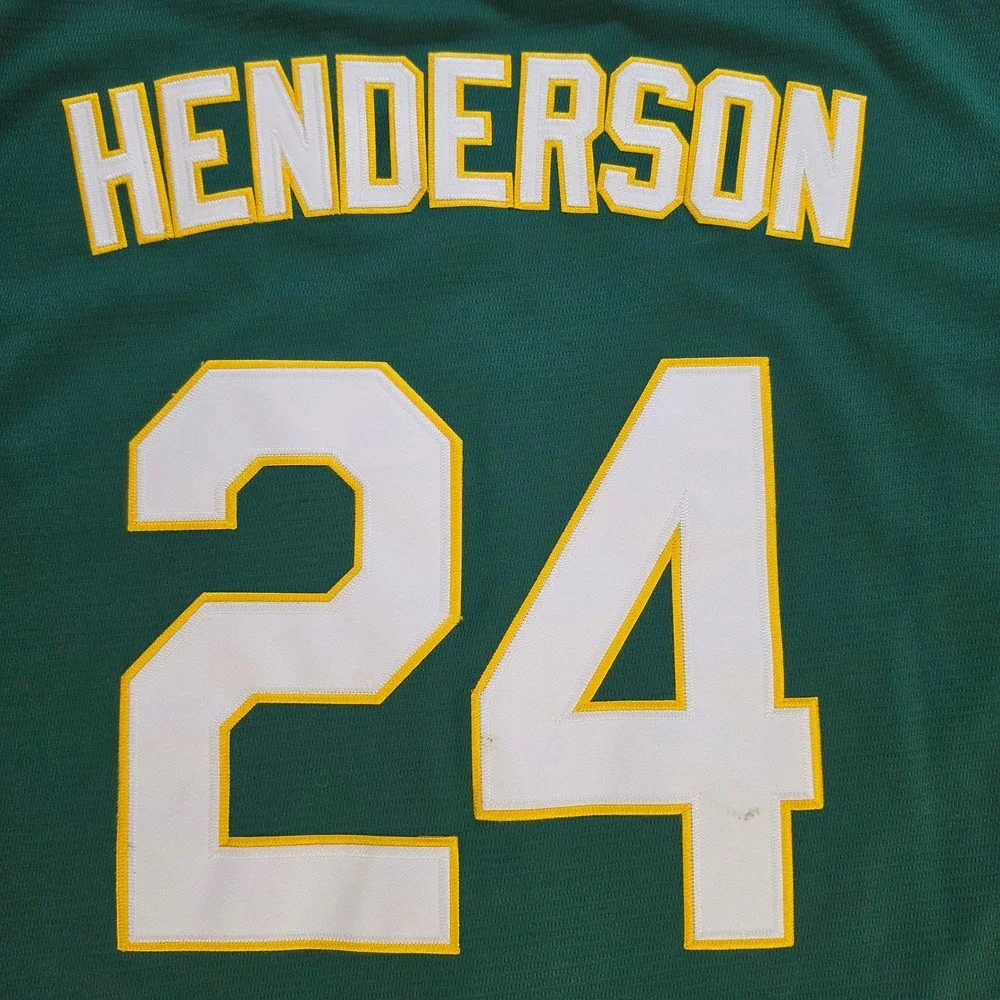 Nike Oakland Athletics Rickey Henderson 24 MLB Jersey Green XXL A's Green